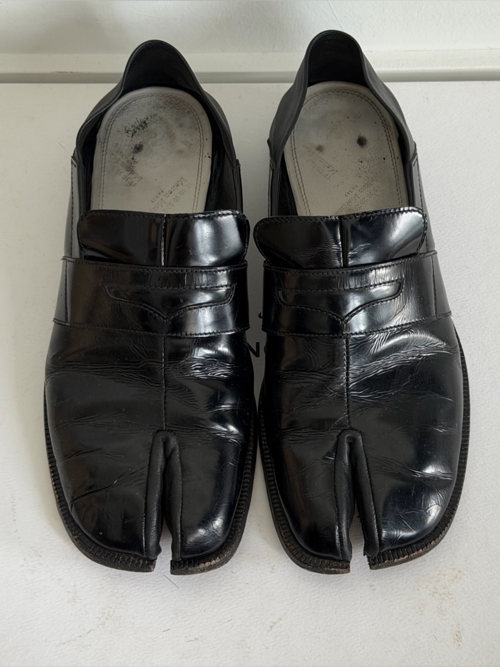 Maison Martin Margiela Black Split-Toe Leather Slip-Ons